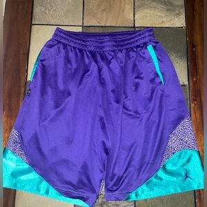 Jordan purple and teal basketball shorts.